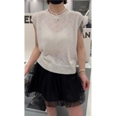 秒发诗歌兰931减龄气质米白色冰丝无袖 圆领背心上衣女26早春新款
