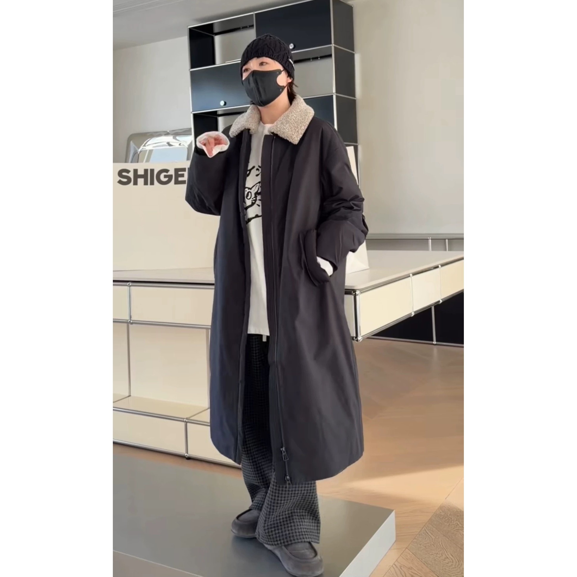 秒发26年新款诗歌兰25203百搭个性设计感可脱卸毛领长款鹅绒外套