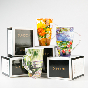 Dunoon丹侬马克杯大容量陶瓷骨瓷杯咖啡杯欧式杯梵高向日葵600ml