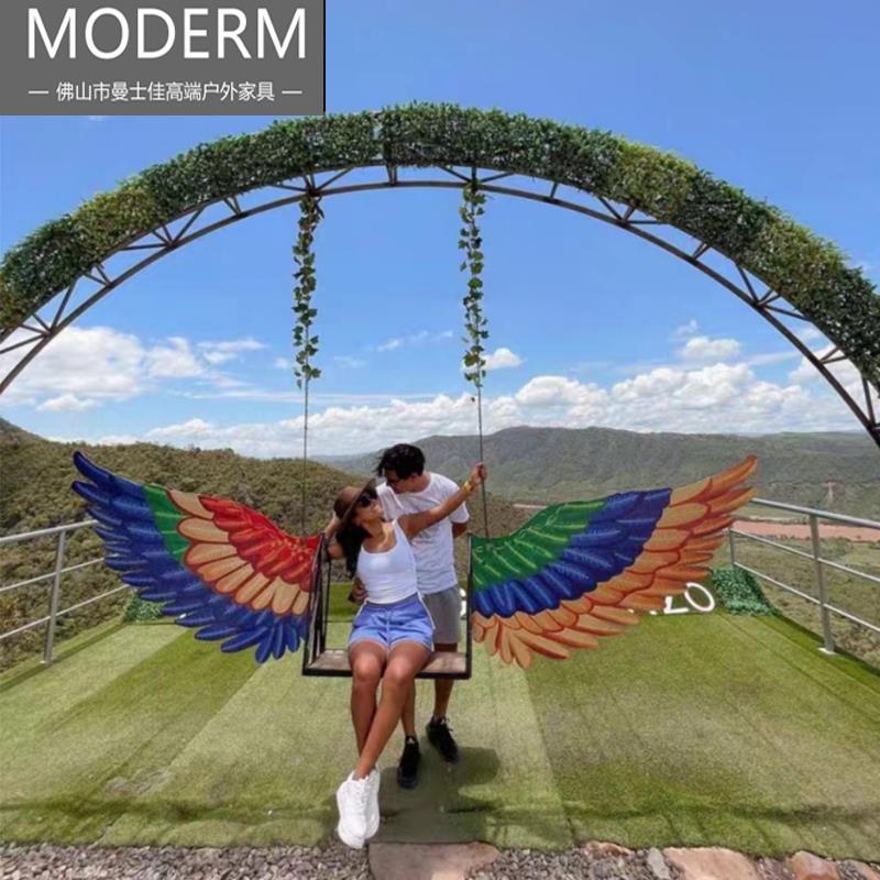 网红天使之翼民宿拍照打卡道具户外悬挂秋千蝴蝶翅膀景区农庄美陈
