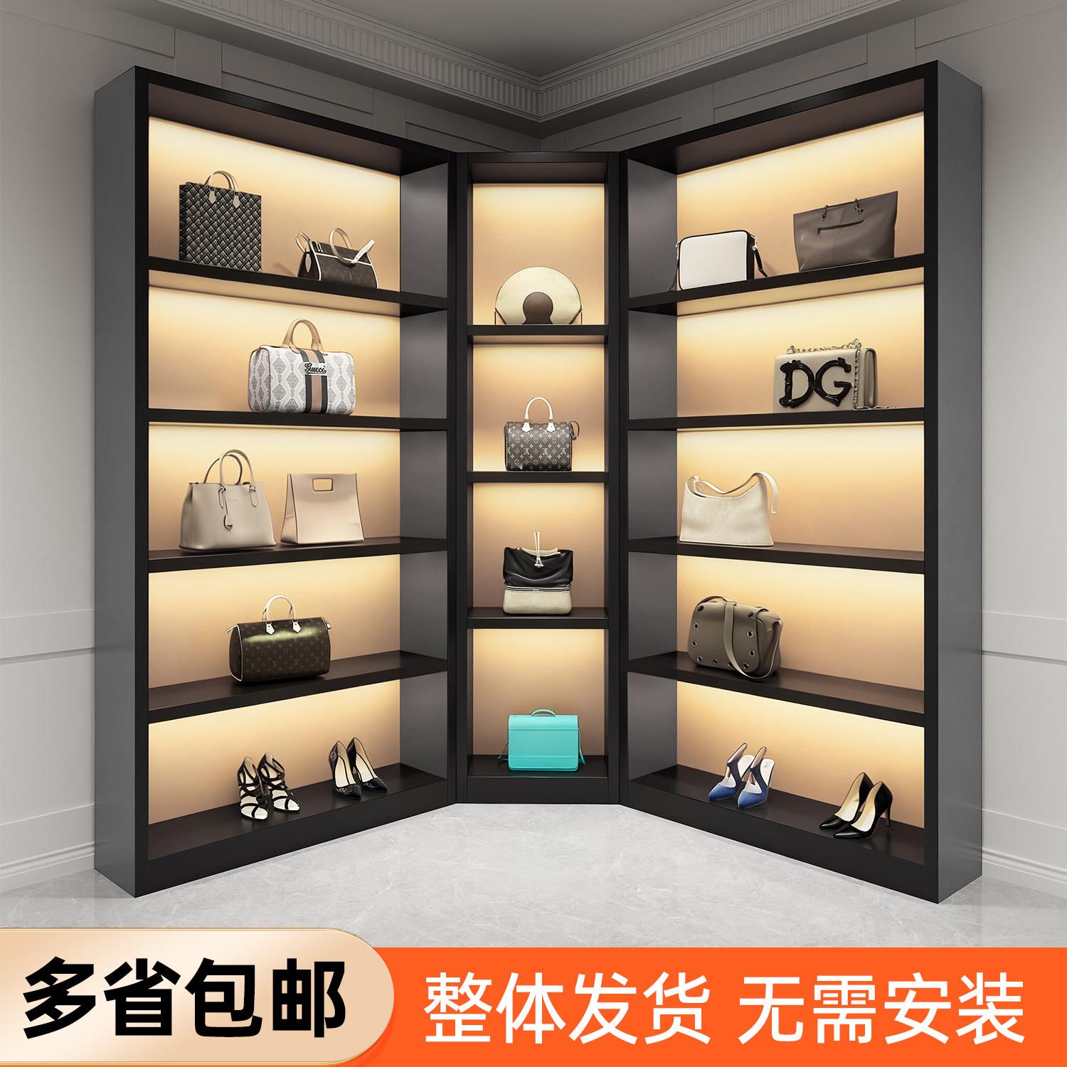 直播间展示柜奢侈品包包鞋子展示架女鞋箱包背景柜转角陈列货柜