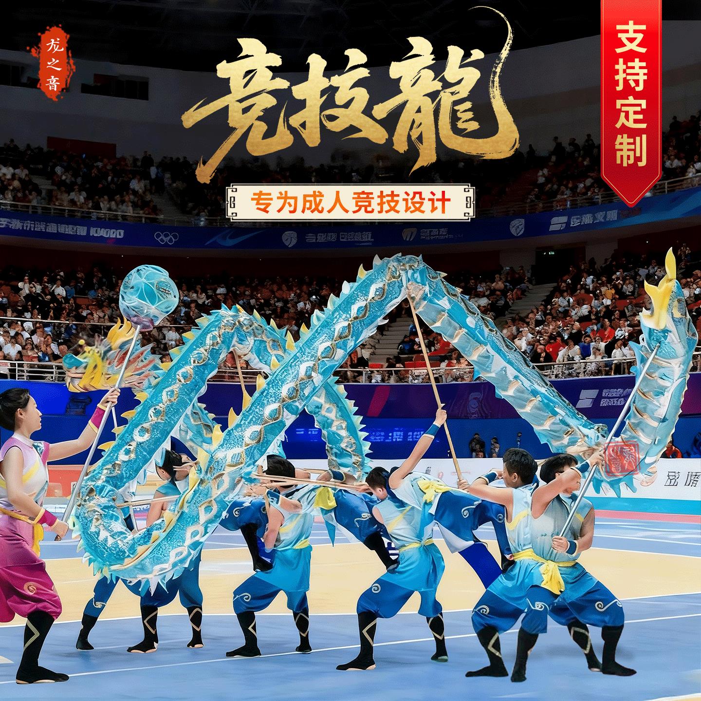 龙之音竞技舞龙比赛龙专业九节网龙手工竹编龙头非遗定制表演道具