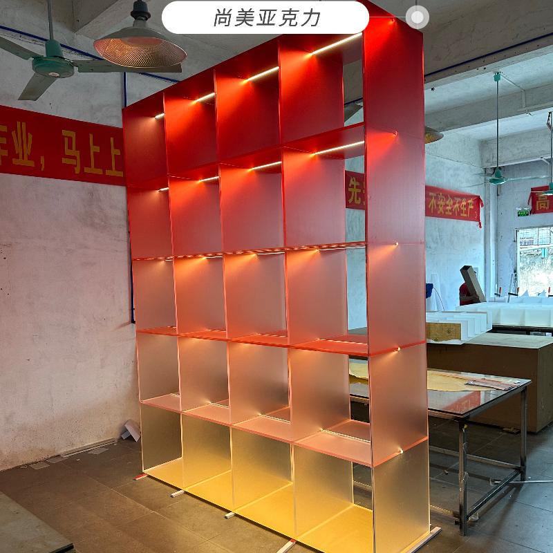 亚克力展示架定制透明渐变玩具手办发光展示盒靠墙鞋包置物货架柜