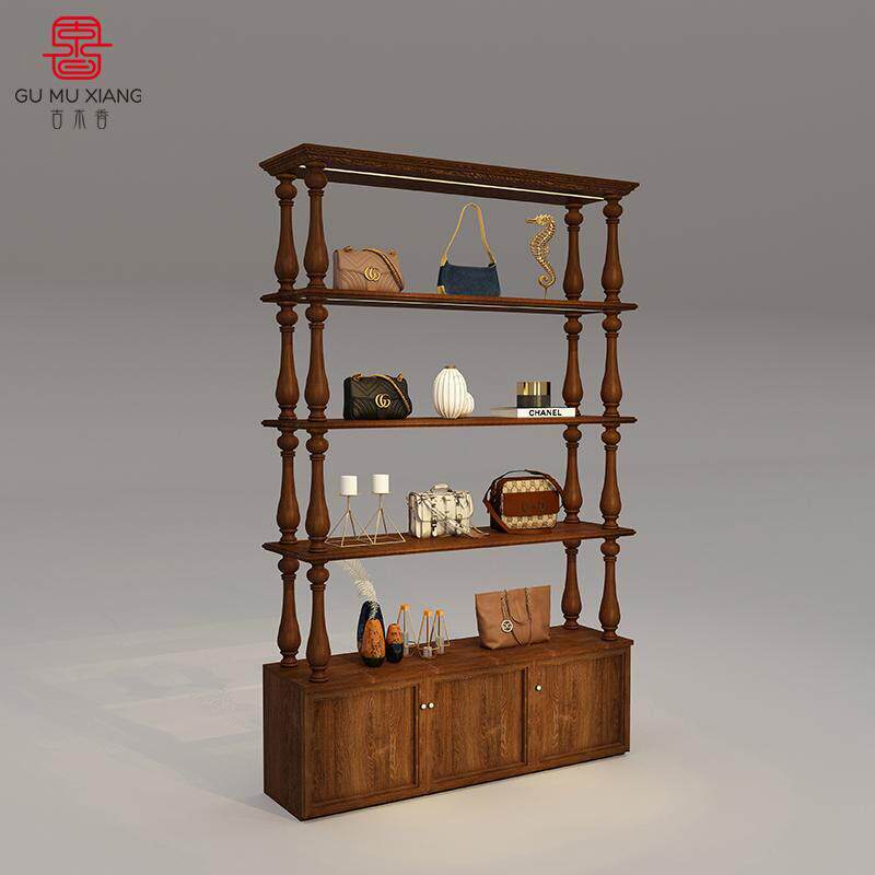 古木香帽子展示柜鞋子包包饰品木质中古复古置物鞋架鞋店来图定制
