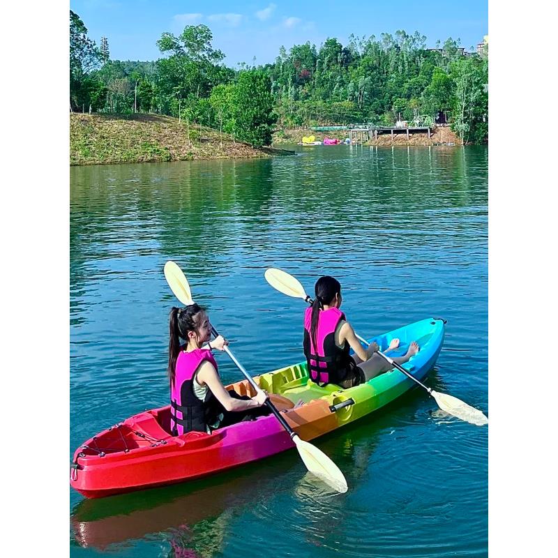 塑料独木舟皮画艇硬艇耐磨钓鱼船平台舟彩虹船游船画艇水上运动