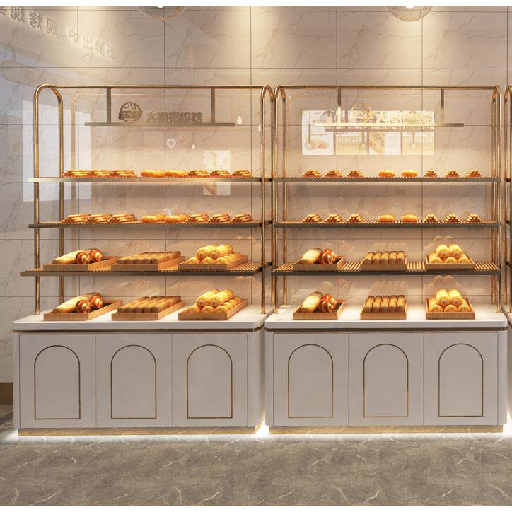 新款镀钛面包柜面包展示柜实木中岛柜边柜蛋糕店收银台面包架定制