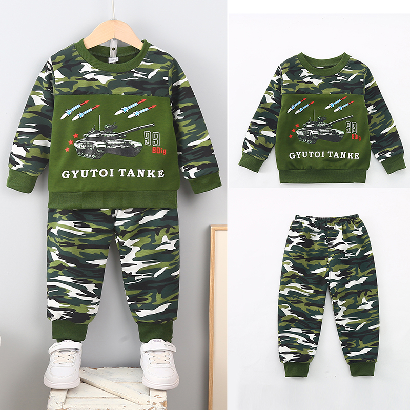 2025新款童装男春秋儿童套装小孩卡通长袖迷彩服帅气运动两件套酷