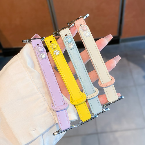 猫爪高级皮质双扣适用苹果手表带