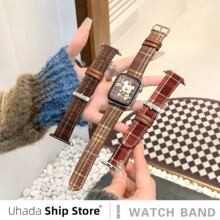 圣诞氛围感适用华为FIT3手表表带智能华为fit4表带毛呢皮质新款fit2格纹针扣表带watch三代腕带创意秋冬女款