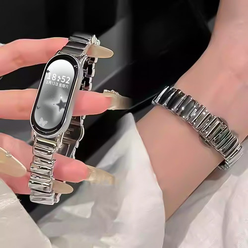 适用小米高级感金属不规则女表带