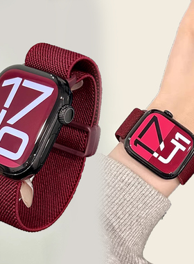 uhada适用华为fit4表带智能华为watchfit4表带红色新年尼龙编织秋冬华为fit3男女款弹力磁吸运动华为fit2表带