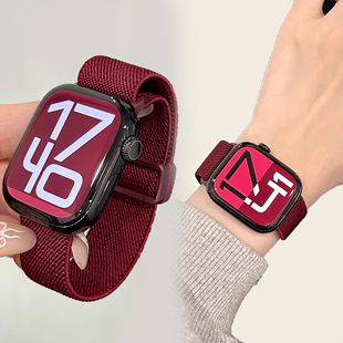 uhada适用华为fit4表带智能华为watchfit4表带红色新年尼龙编织秋冬华为fit3男女款弹力磁吸运动华为fit2表带