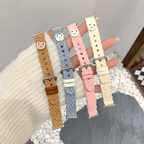 适用华为gt4针织小熊秋冬手表带