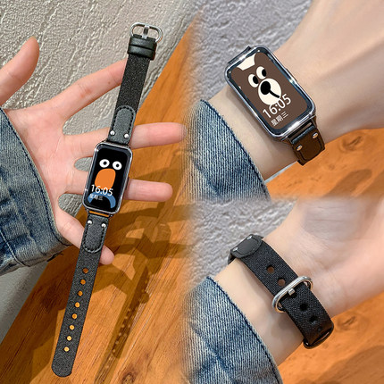 uhada适用华为手环10表带新款尼龙编织拼皮智能华为手环9表带运动男女休闲华为手环8表带创意小红书同款表带