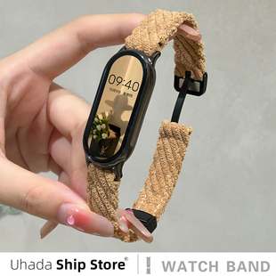 智能小米手环9 7腕带小米手环9pro表带女生ins秋冬小红书表带 时尚 适用小米手环10表带毛绒针织磁吸腕带新款