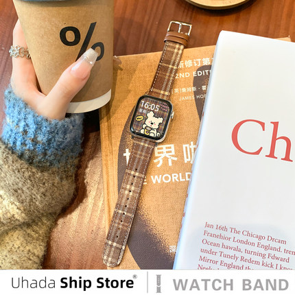 uhada适用华为fit4手表表带智能watchfit3手环毛呢皮质新款fit4表带格纹针扣替换带华为fit4手表表带创意高级