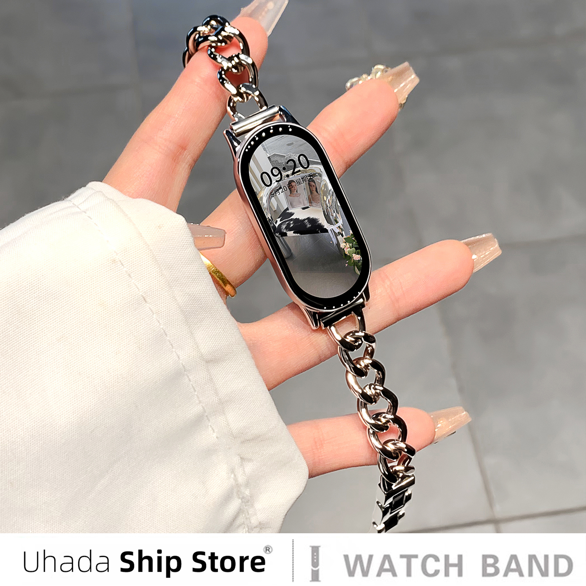 高级感不规则金属适用小米10表链