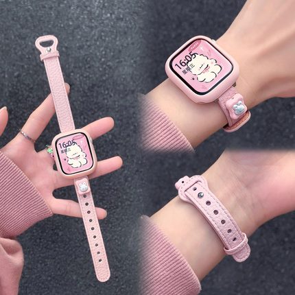 适用华为fit3表带新款华为fit4表带高级荔枝纹皮质单钉扣watchfit2创意细款可爱女小众时尚运动智能替换腕带