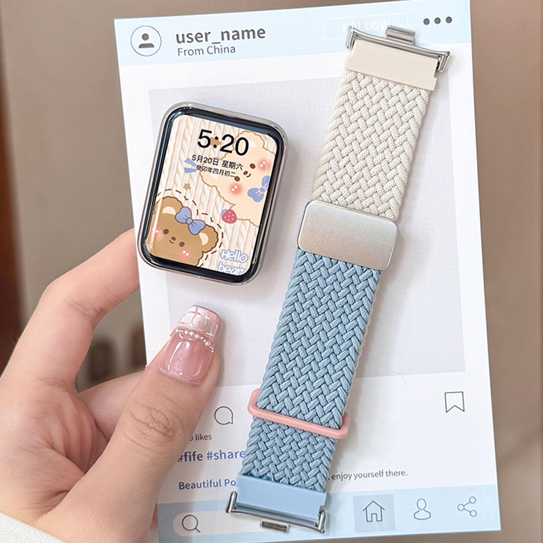 秋冬适用小米9pro表带运动编织款