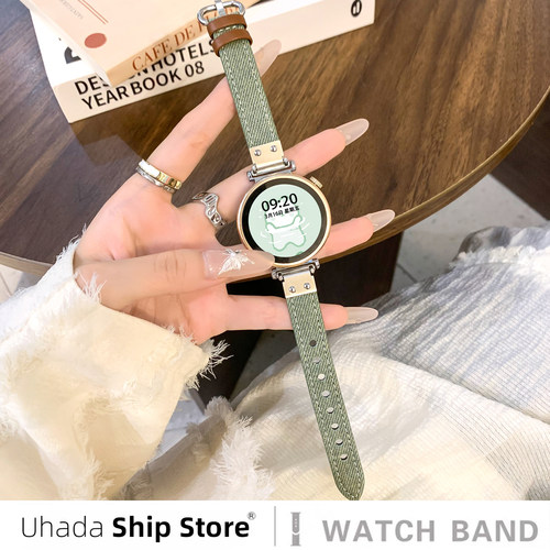 uhada高级感复古牛仔钢片女表带