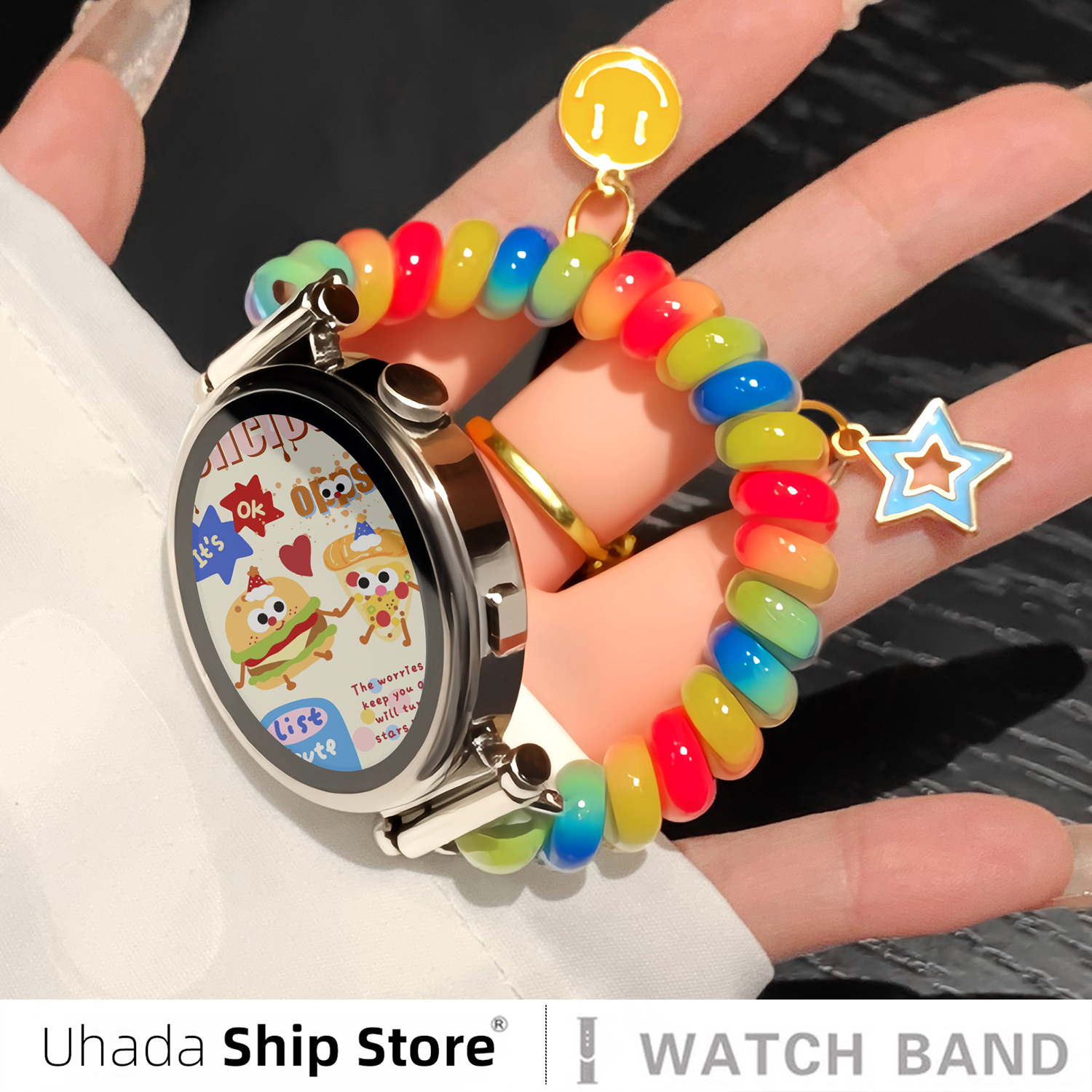 uhada多巴胺女生可爱发圈gt5表带