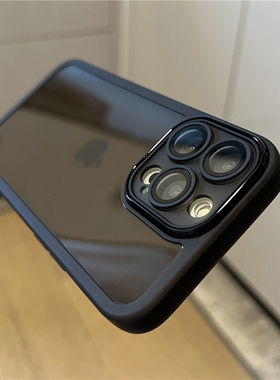 佳子秀透明黑色适用iphone16pro手机壳15pro带镜头膜苹果13硅胶套简约17pro全包边11直边12纯色14promax高透