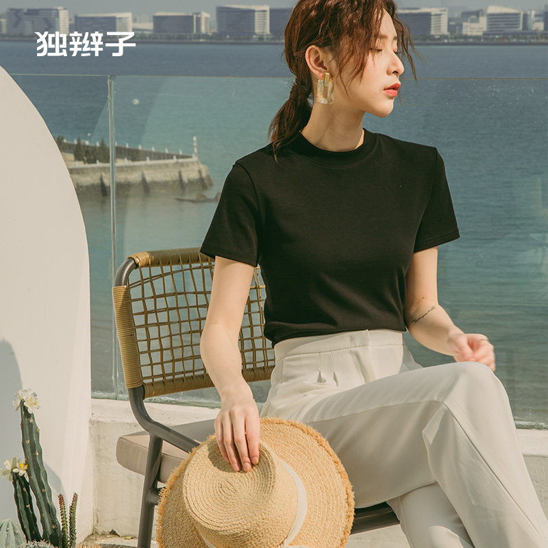 独辫子白色短袖t恤女2020夏季新款韩版修身纯色打底衫短袖上衣女