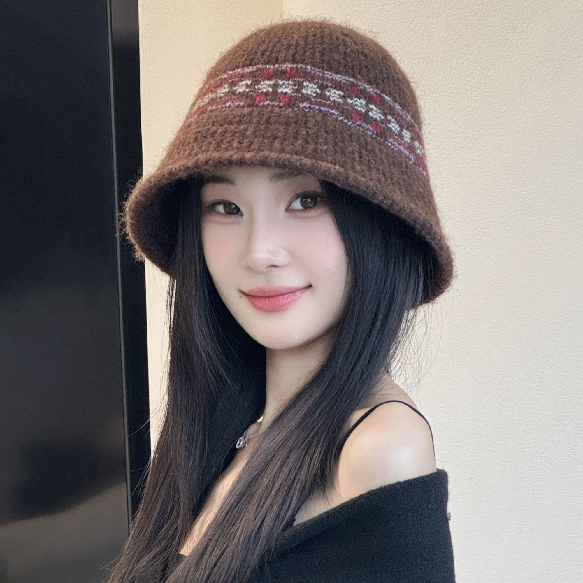 复古提花针织显脸小渔夫帽秋冬季