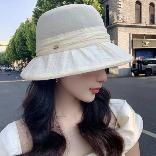 防晒帽渔夫帽女日本和纸时尚春夏