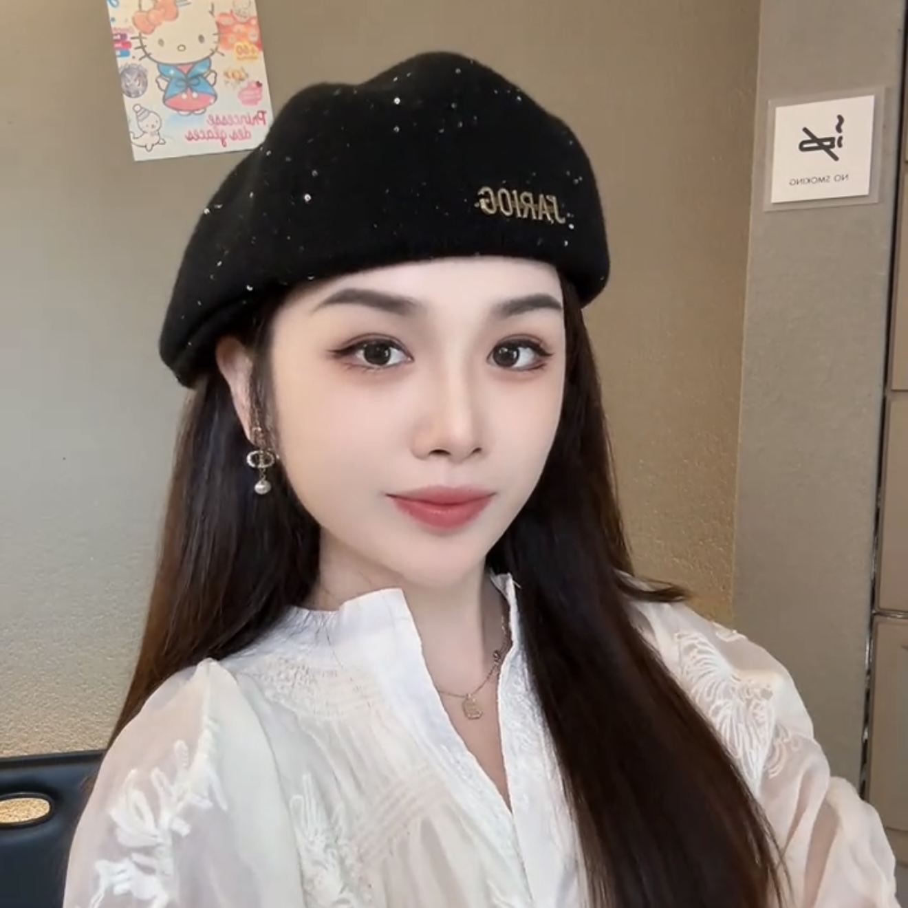 时尚亮片百搭字母前进帽女秋冬季