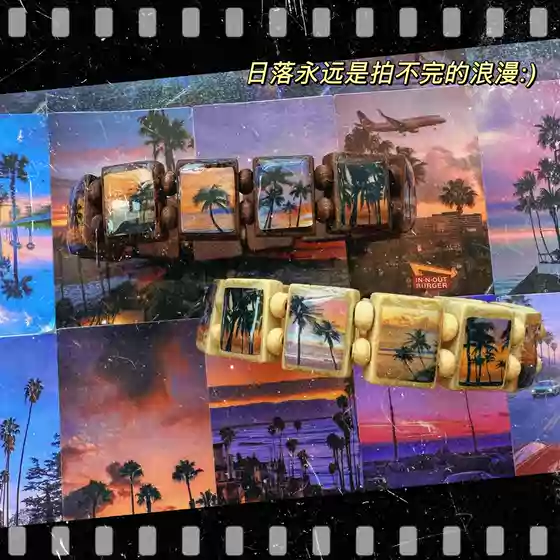 Original Handmade Coconut Tree Sunset Subculture Millennial Style Punk Hip-Hop Bracelet Rock Rapper Bracelet Multi-Color