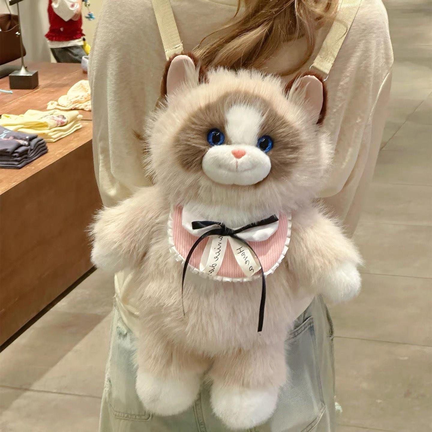 可爱会跑步的布偶猫咪真玩偶双肩包毛绒玩具公仔送女生生日礼物