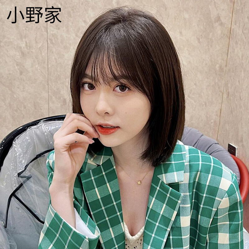 假发女短发空气刘海层次锁骨发甜美减龄中短发造型真人发丝全头套