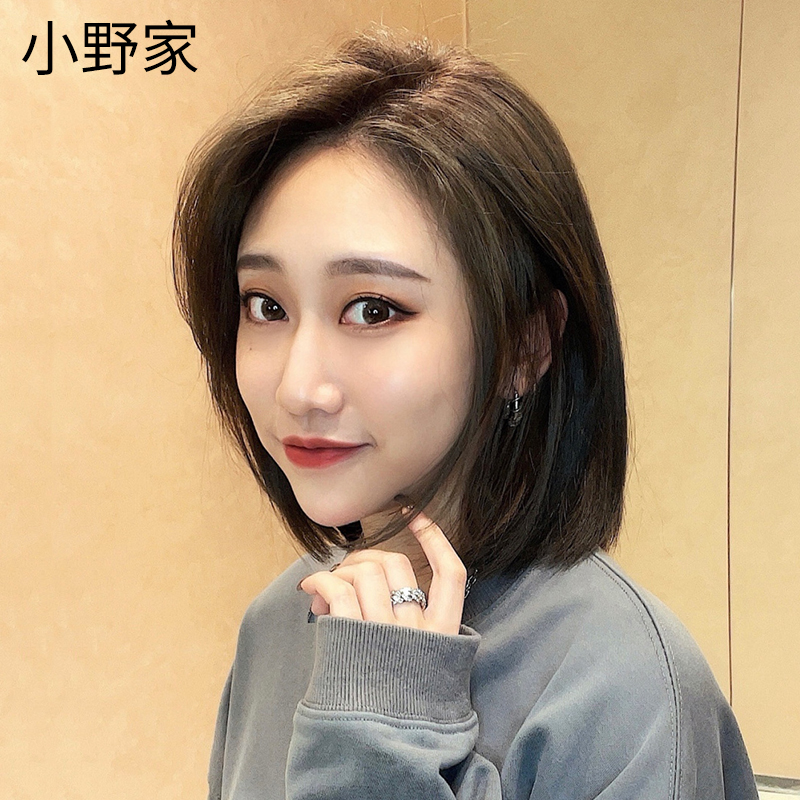 假发女清爽中分短发bobo头真发自然假发套网红修颜减龄挂耳短直发