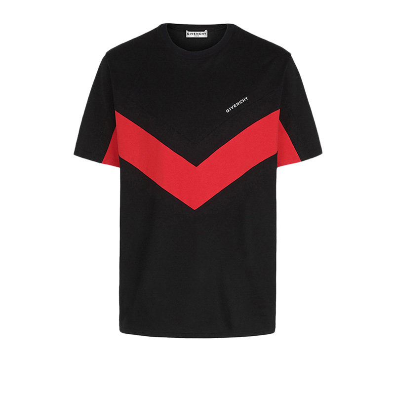 Givenchy纪梵希 男装棉质撞色几何图案潮流休闲运动短袖T恤