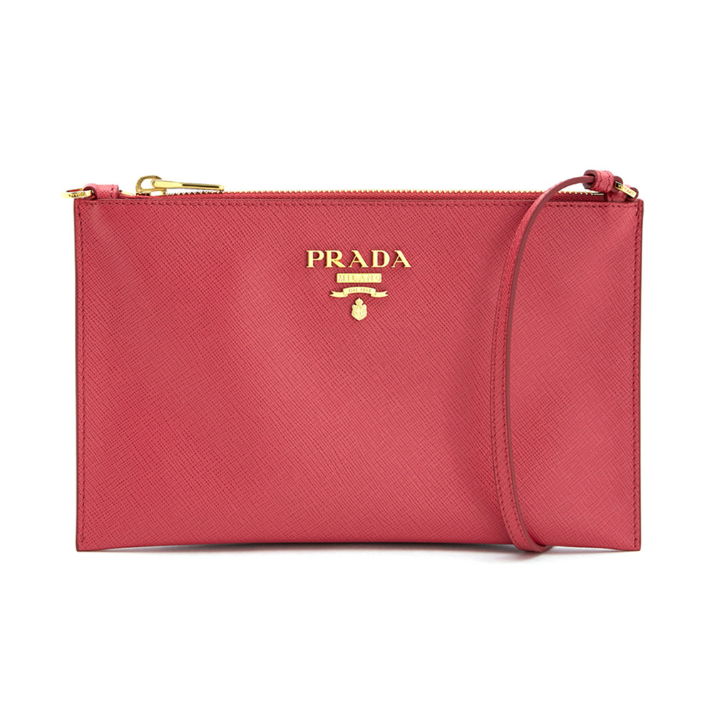 Prada 普拉达女士红色牛皮单肩包手拿包