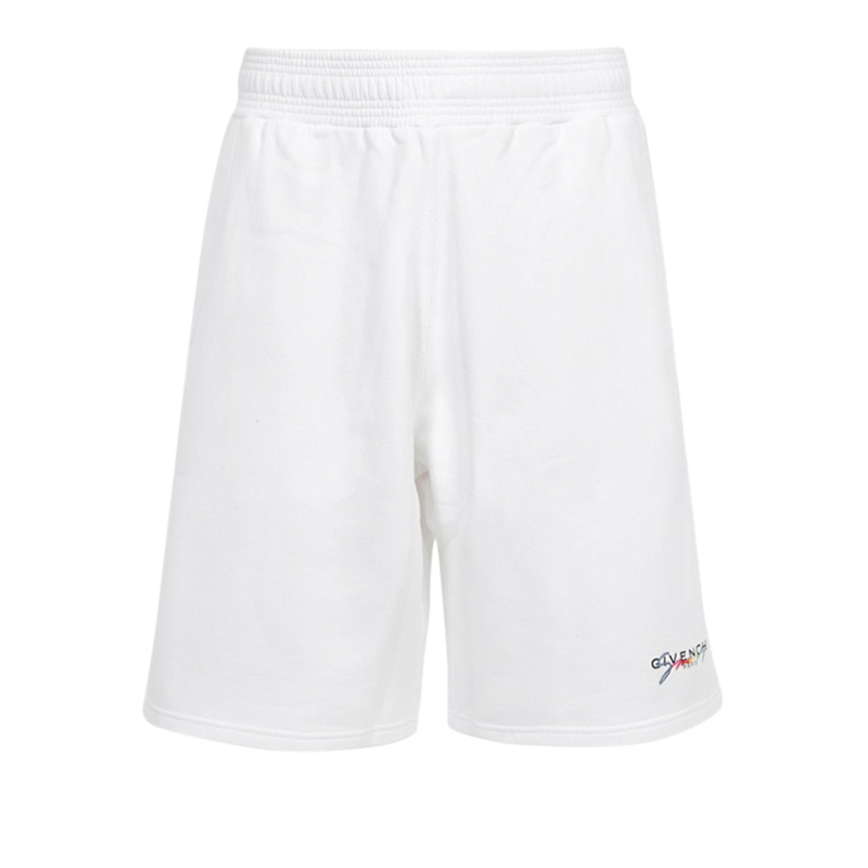 Givenchy/纪梵希 男装白色棉质松紧腰字母印花裤休闲短裤