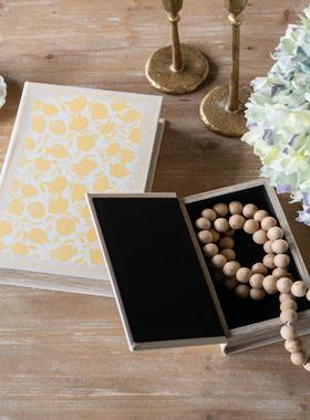 美式乡村复古黄麻布艺书本收纳盒