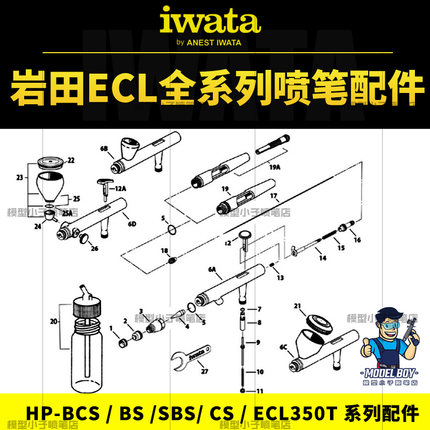 岩田IWATA 原装喷笔配件 ECLIPSE系列 HP-BS SBS CS BCS