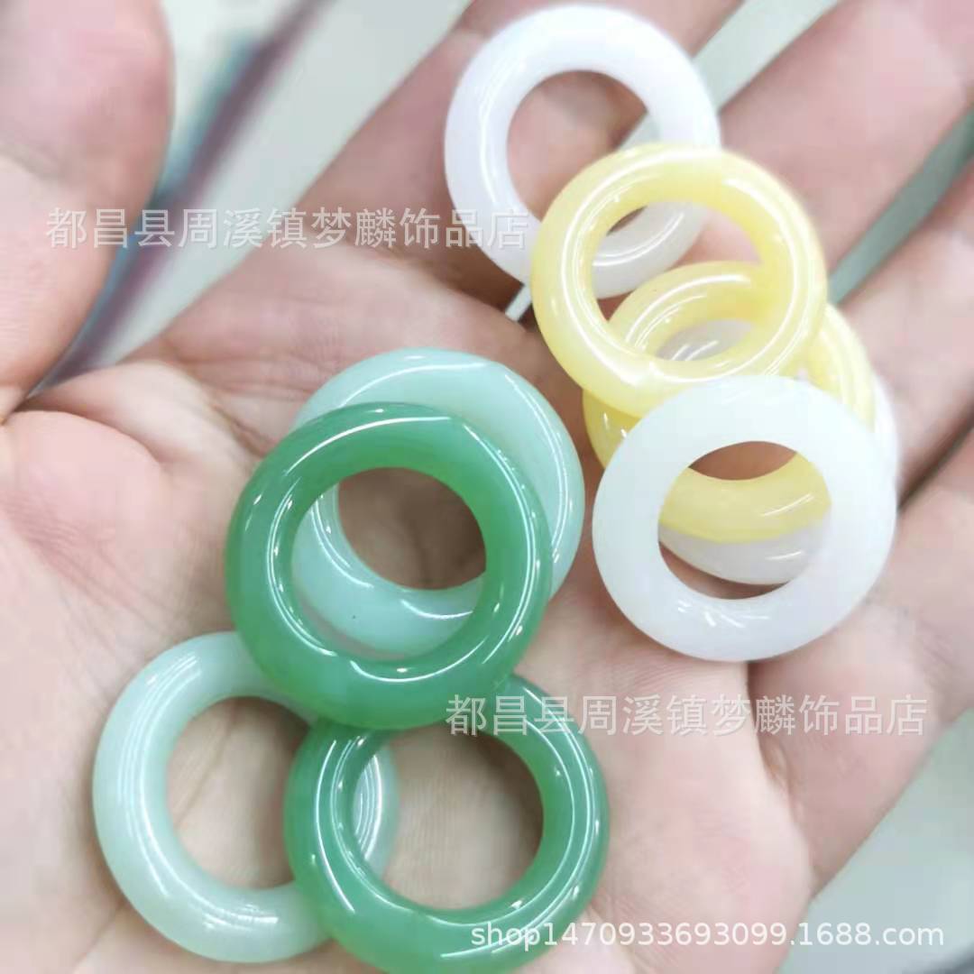 20 24mm大孔圈琉璃仿白玉黄/青/碧玉大圆环吊坠DIY流苏饰品配件