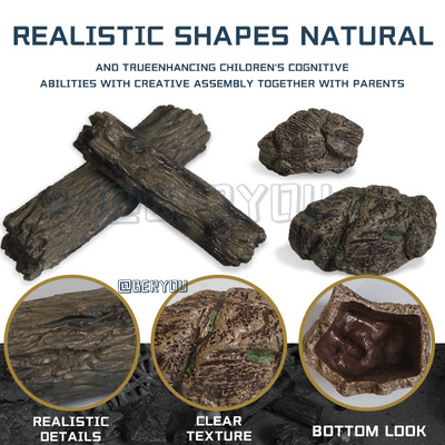 仿真石头树桩树枝摆件模型 石头假山造型摆件 场景石块道具