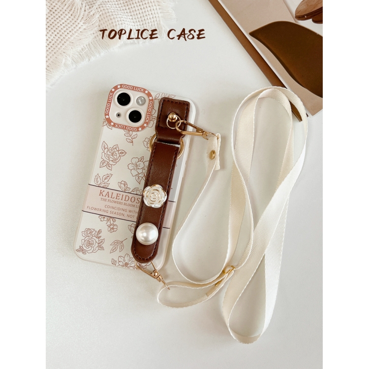 ins复古山茶花珍珠腕带适用三星A54手机壳A53文艺保护A71套A81硅胶galaxyA23全包A50s防摔新款samsungA25外壳