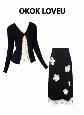 OKOK LOVEU [山茶花毛衣] 韩系假两件毛衣女设计感针织开衫上衣