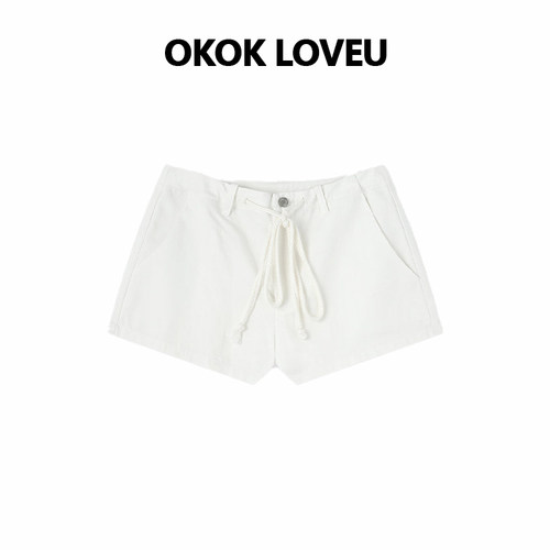 OKOKLOVEU抽绳高腰长腿短裤