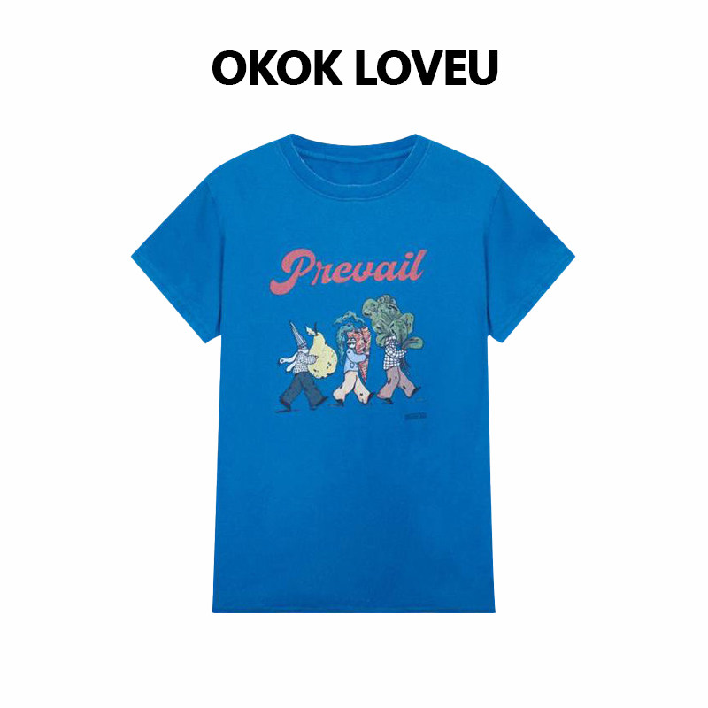 OKOK LOVEU【糖绘小人】夏季修身显瘦卡通印花圆领百搭短袖T恤女