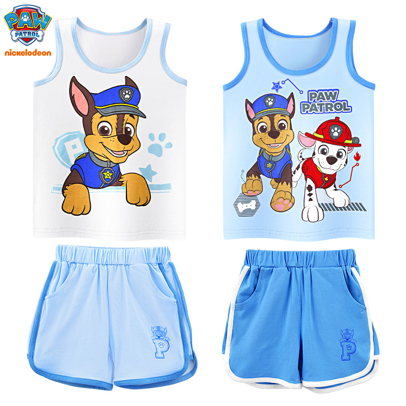 Clearance Wangwang Team Children's Vest Set Boys Pajamas Kids Summer Thin Cotton Baby Home Suit Boys