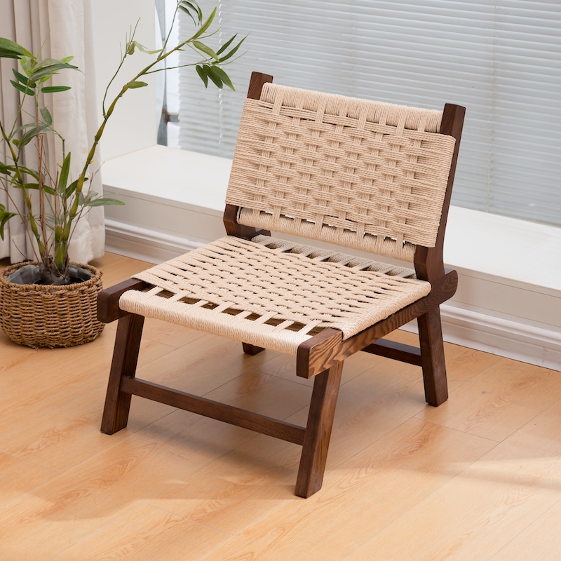 侘寂风藤编矮椅子透气舒适