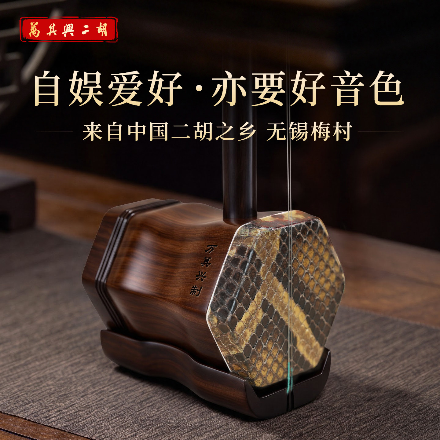 万其兴二胡乐器初学者入门老年人小学生考级二胡十大名牌厂家直销