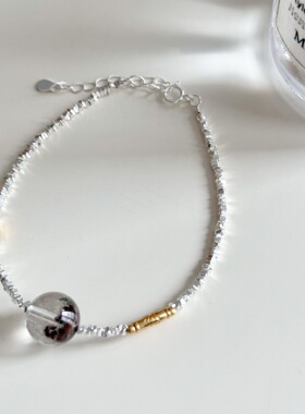 S925银ins韩风共生绿幽灵碎银子