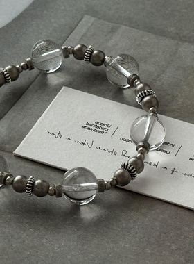 天然白水晶古法925碎银手链